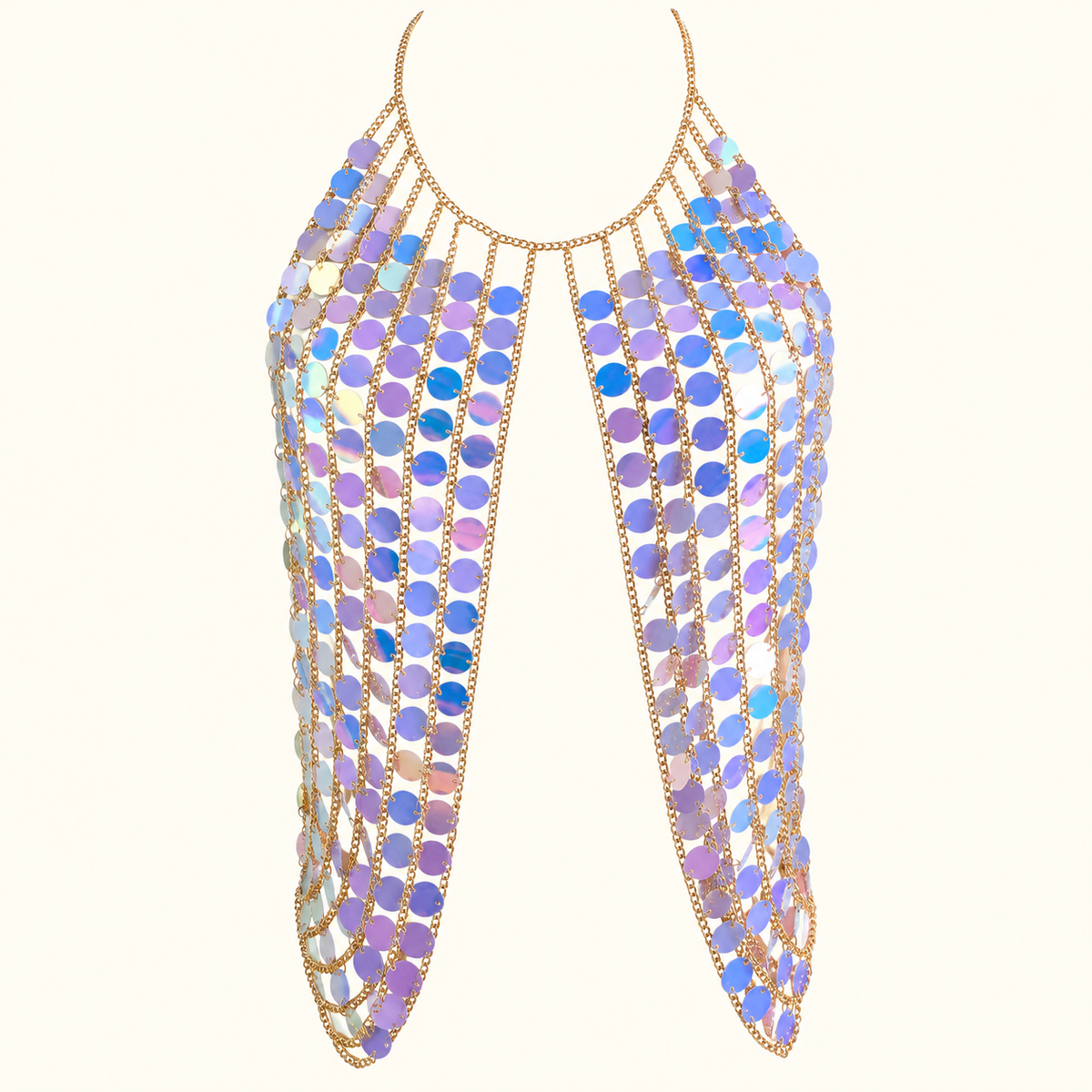 The Disco Muse Iridescent Sequin Halter Top