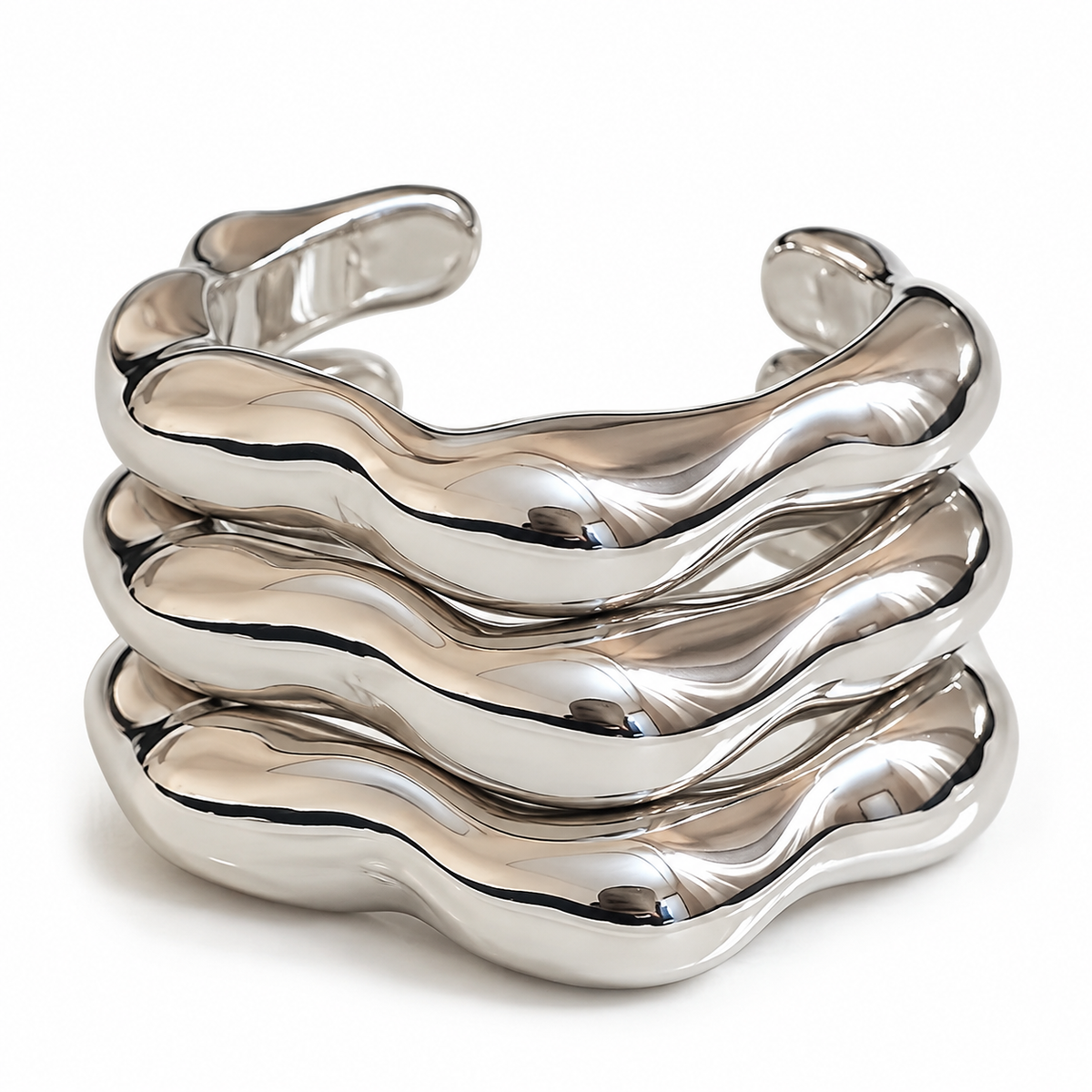 Geometric Glossy Open Bangle