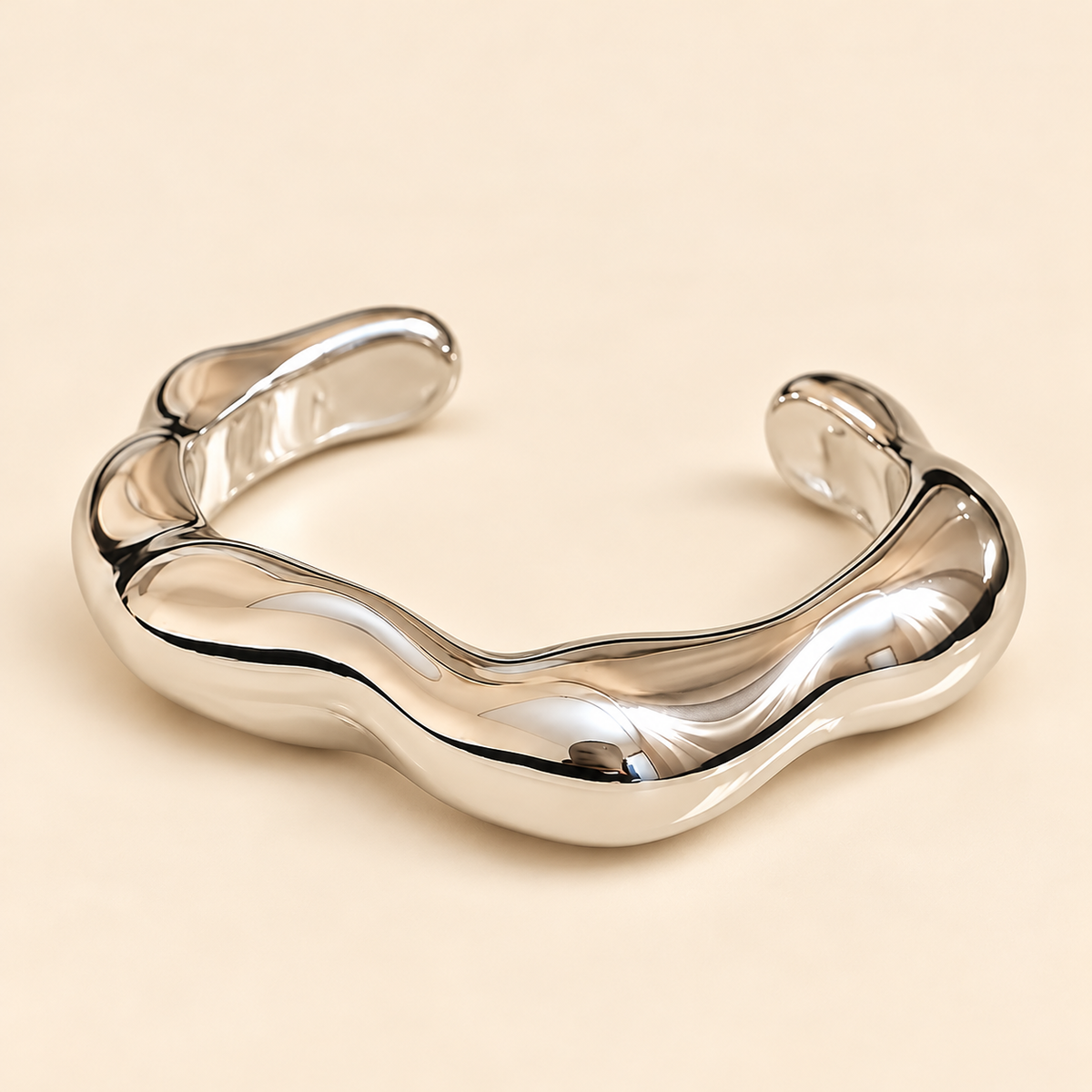 Geometric Glossy Open Bangle