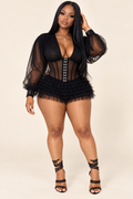 Pretty Little Drama Sheer Corset Ruffle Romper