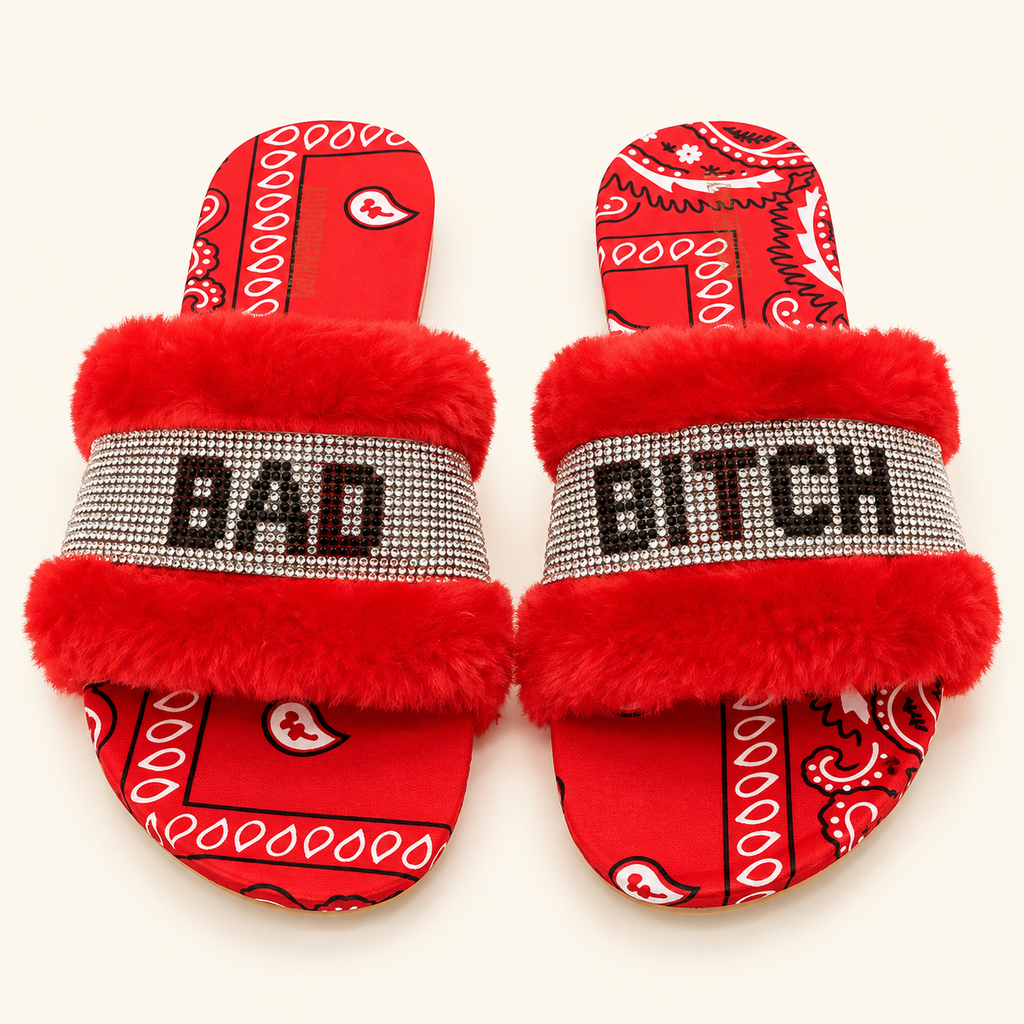 Rhinestone Fuzzy Slides