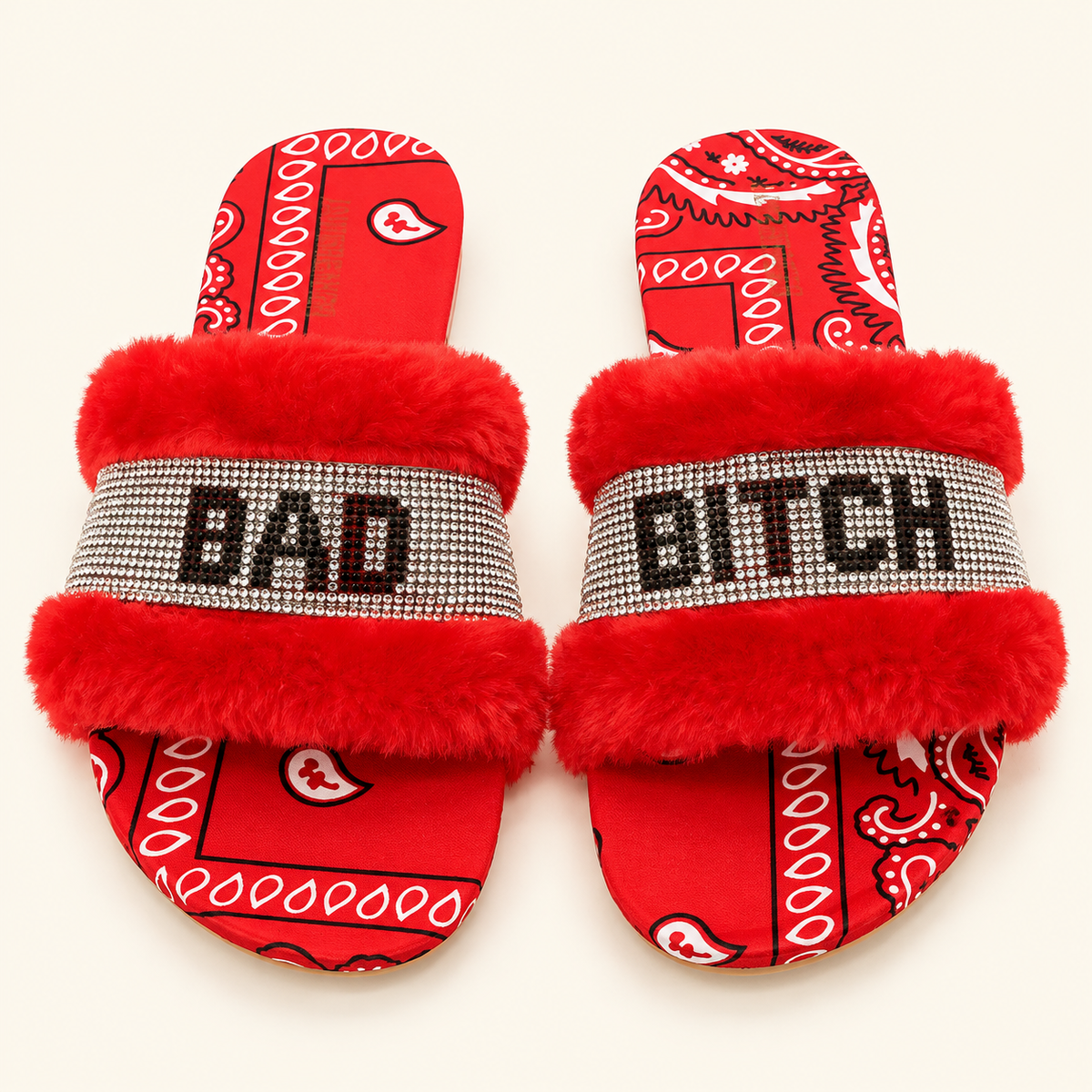Rhinestone Fuzzy Slides