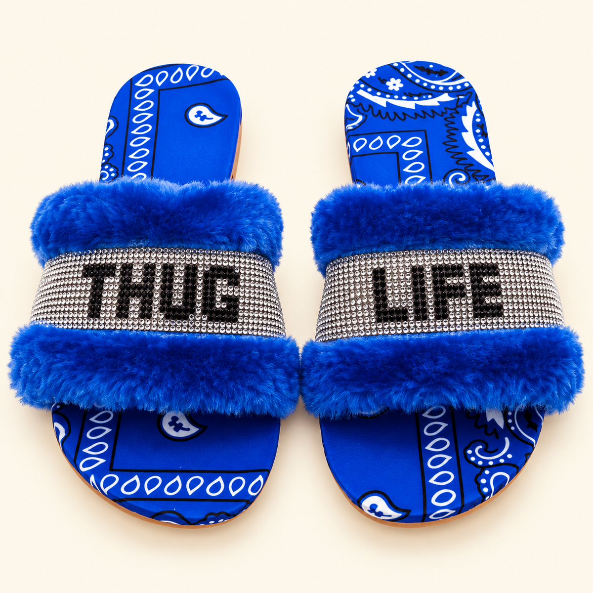 Rhinestone Fuzzy Slides